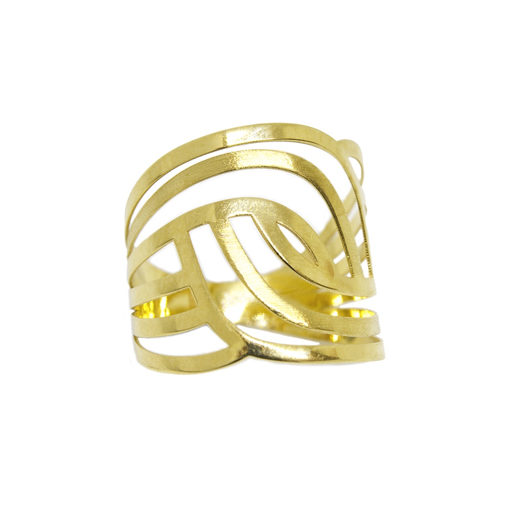 Anel Largo Vazado em Ouro 18 Kilates � 25256